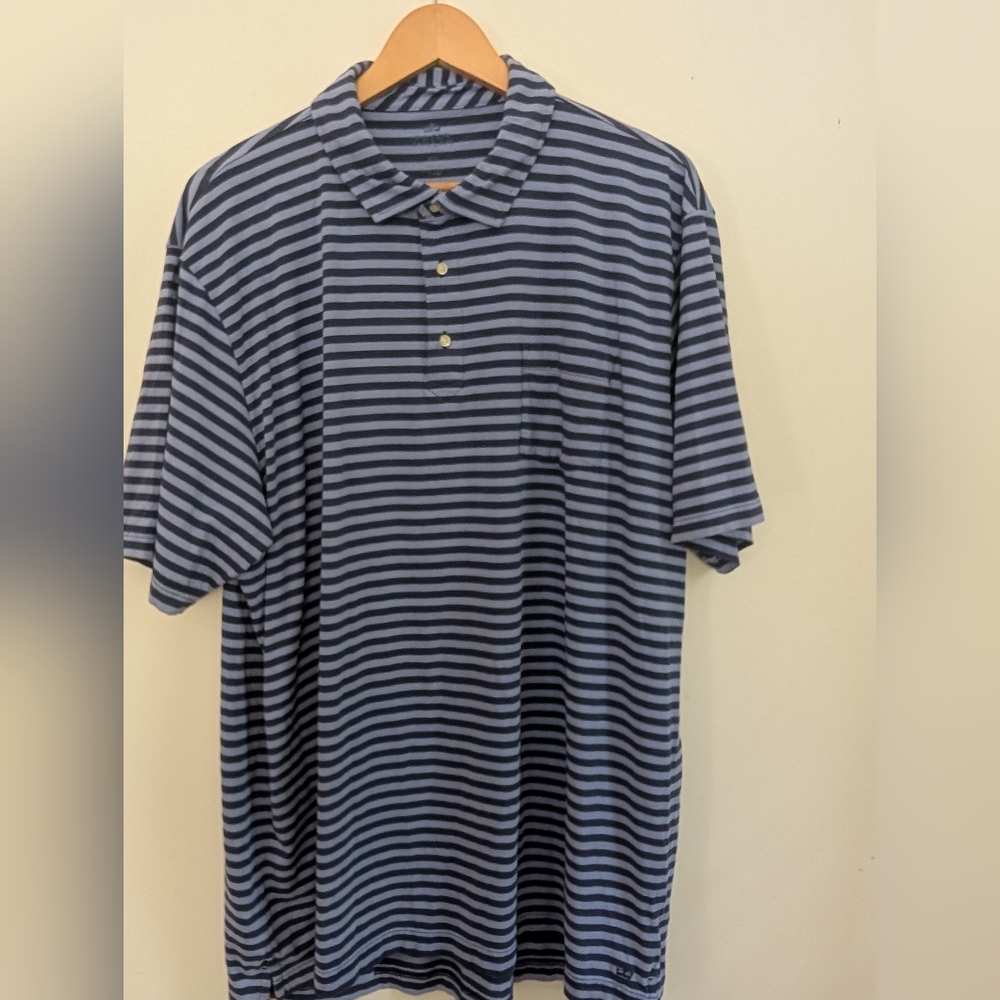 Peter Millar Blue and Gray Striped Polo